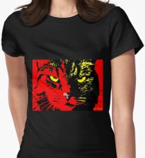 ANGRY CAT POP ART - YELLOW BLACK RED Women's Fitted T-Shirt
