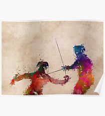 Fencing sport art #fencing Poster
