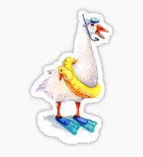 Snorkeling Goose Sticker