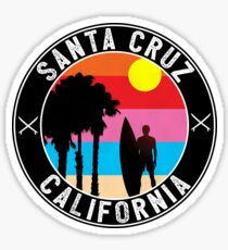 SURFING SANTA CRUZ CALIFORNIA SURFER BEACH SURFBOARD Sticker