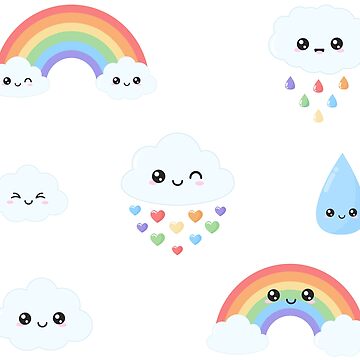 Kawaii Summer Rainbow Stickers Sticker for Sale by MonkeyBizness