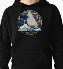 Vintage Hokusai Mount Fuji Great Tsunami Wave Japanese Geometric Manga Shirt Pullover Hoodie