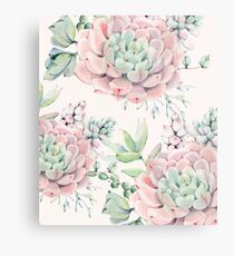 Trendy Succulents Pink and Green Desert Succulent Design Metal Print
