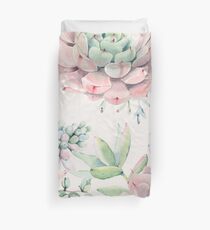 Trendy Succulents Pink and Green Desert Succulent Design Duvet Cover