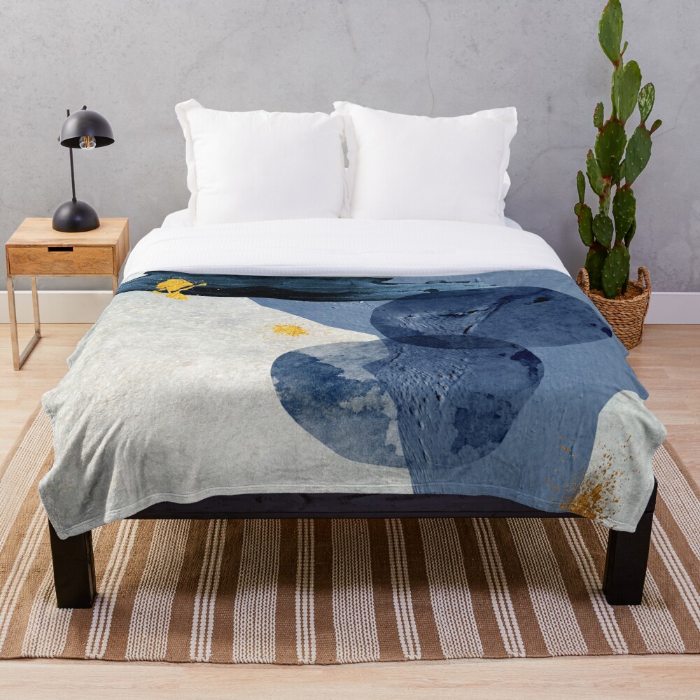 Abstract Navy And Gold Throw Blanket By Urbanepiphany Redbubble