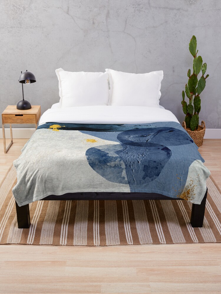 Abstract Navy And Gold Throw Blanket By Urbanepiphany Redbubble