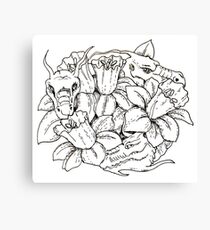 Dragons and daffodils black and white Canvas Print