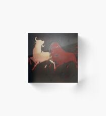 Two Fighting Bulls Acrylic Block