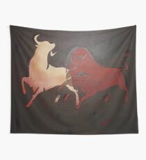 Two Fighting Bulls Wall Tapestry