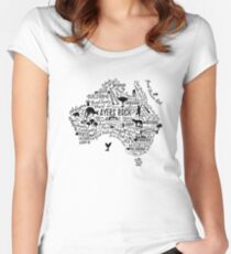 Typography poster. Australia map. Australia travel guide. Fitted Scoop T-Shirt