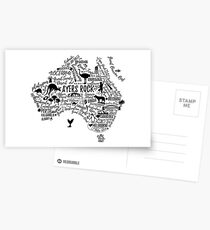 Typography poster. Australia map. Australia travel guide. Postcards