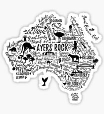Typography poster. Australia map. Australia travel guide. Sticker