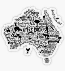 Typography poster. Australia map. Australia travel guide. Transparent Sticker