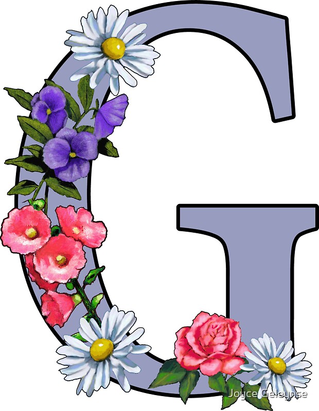 “Letter G, Initial, G Monogram, With Flowers, Art” Stickers by Joyce