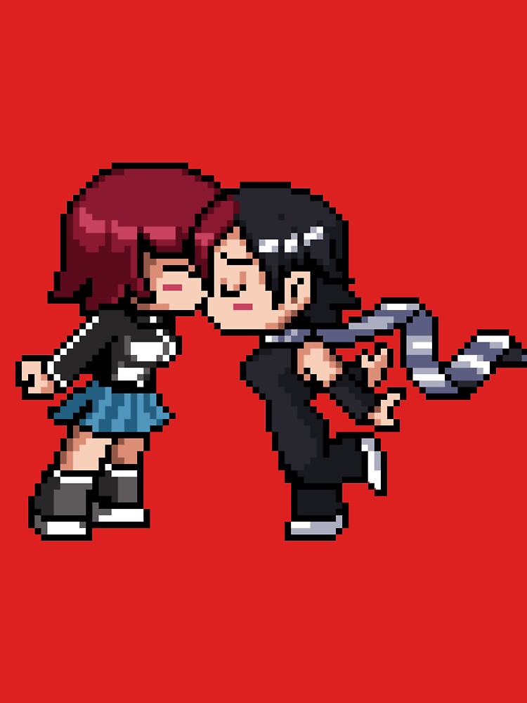 "Kim Pine & Knives Chau kissing 8bit art (w/o heart)" Tshirt by
