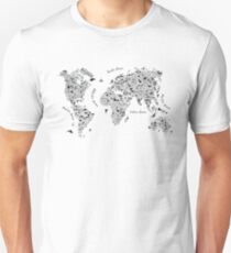 Camiseta unisex Typography World Map.