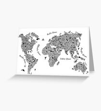 Typography World Map. Greeting Card