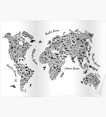 Typography World Map. Poster