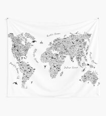 Typography World Map. Wandbehang