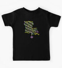 Louisiana State Wrapped in Mardi Gras Beads 2 Kids Tee