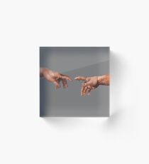 The Creation of Adam- Repainted Acrylic Block