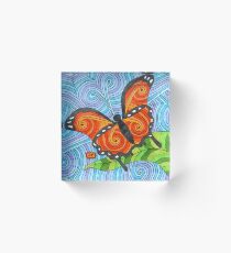Orange Swirl Butterfly Acrylic Block