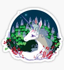 .The unicorn lived in a lilac wood. Sticker