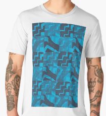 Rubber Stamp Ghosting Pattern on Blue Paper Men's Premium T-Shirt