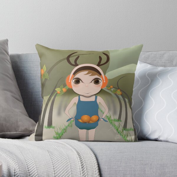 Deery Fairy and Oranges Throw Pillow