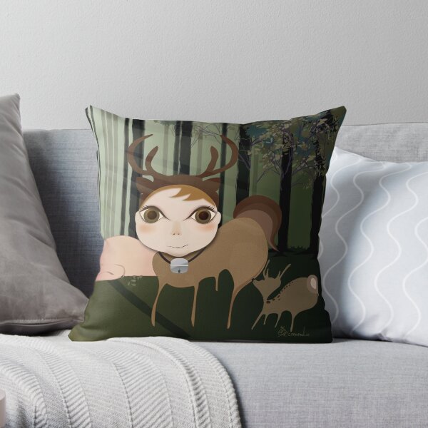 Deery Fairy in the Forest Throw Pillow