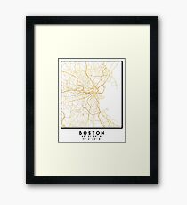 BOSTON MASSACHUSETTS CITY STREET MAP ART Framed Print