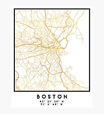 BOSTON MASSACHUSETTS CITY STREET MAP ART Photographic Print