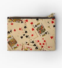 Scattered Pack of Playing Cards Hearts Clubs Diamonds Spades Pattern Zipper Pouch