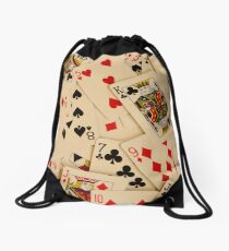 Scattered Pack of Playing Cards Hearts Clubs Diamonds Spades Pattern Drawstring Bag