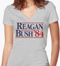 Reagan/Bush '84 Women's Fitted V-Neck T-Shirt