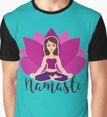 Pink lotus and Yoga girl in padmasana Graphic T-Shirt