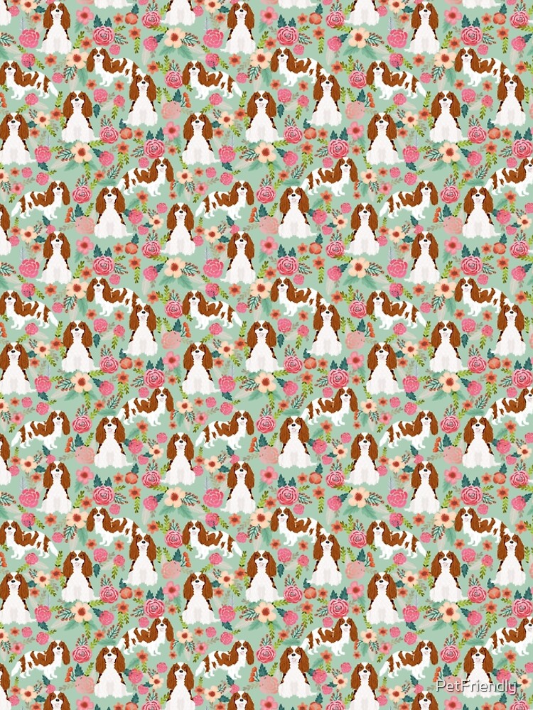 Blenheim cavalier king charles spaniel dog breed florals pattern gifts by PetFriendly