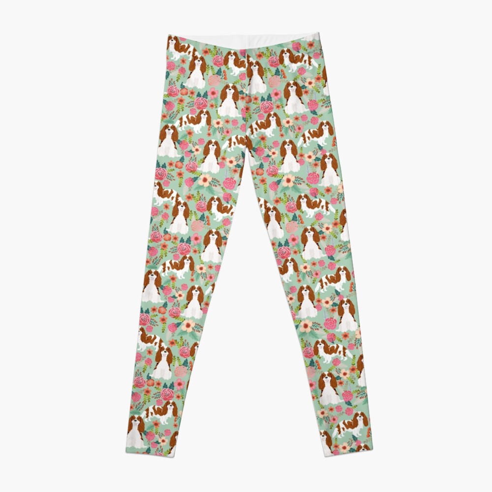 Blenheim cavalier king charles spaniel dog breed florals pattern gifts Leggings