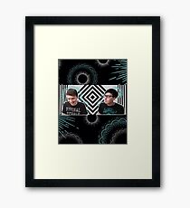 Blue and White and Black Framed Print