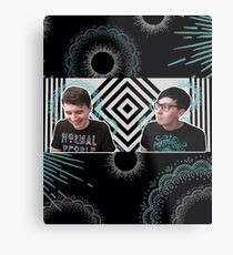 Blue and White and Black Metal Print