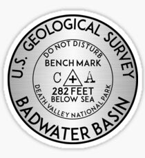 BADWATER BASIN DEATH VALLEY NATIONAL PARK GEOCACHING USGS CALIFORNIA BENCHMARK BENCH MARK Sticker