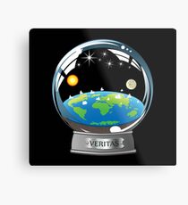 Flat Earth Snow Globe - The True Man Show - Veritas. Truth. Metal Print