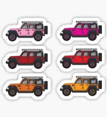 Red, Pink, and Orange Jeep Wranglers Sticker