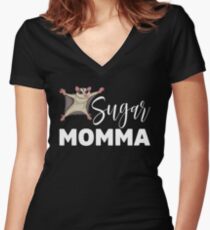 Sugar Glider Momma Women's Fitted V-Neck T-Shirt