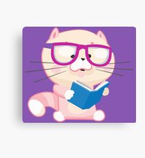Cute Cat Little Nerd Canvas Print