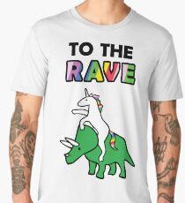 To The Rave! (Unicorn Riding Triceratops) Men's Premium T-Shirt