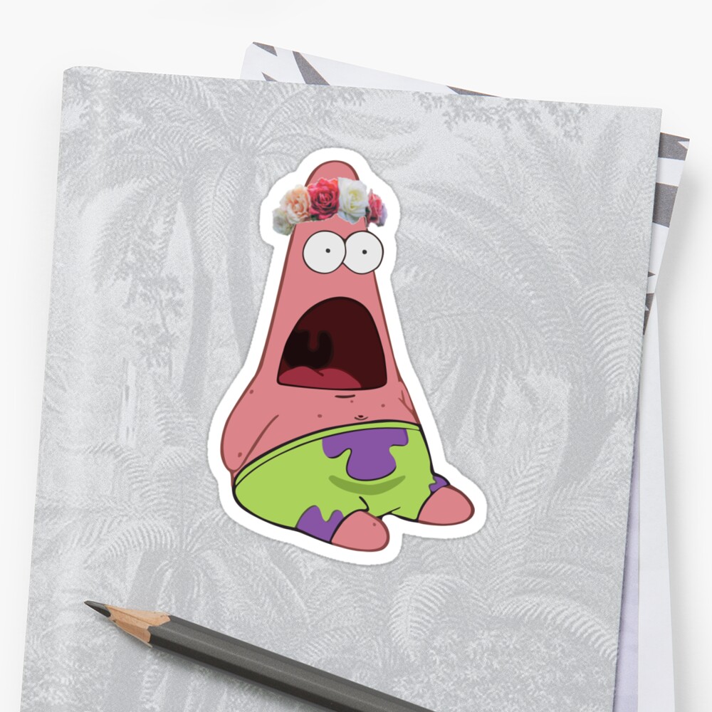 "Flower Crown Patrick Star" Sticker by evanjoelle Redbubble