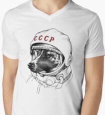 Laika, Weltraumreisende T-Shirt mit V-Ausschnitt für Männer