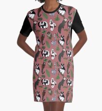 Lemur Pattern Graphic T-Shirt Dress