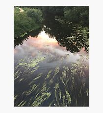Blandford Forum, sun set, clouds, river. Photographic Print